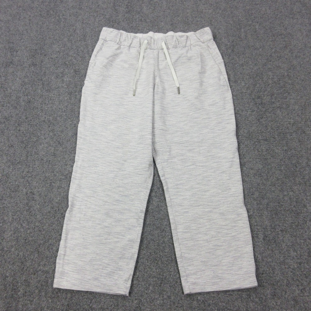 Lululemon Pants Womens 8 Gray Striped Jersey Jogger Sweatpants Drawstring Lounge